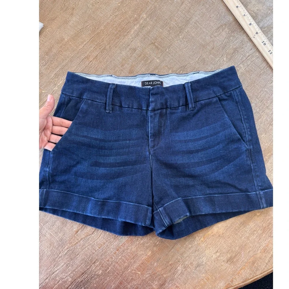 Dear John Classic Dark Wash Denim Cuffed Chino Shorts Size 28 - Picture 4 of 8